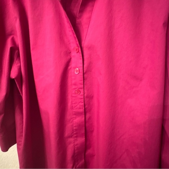 Women's Foxcroft Magenta Collared Button Front Blouse - Picture 6 of 12